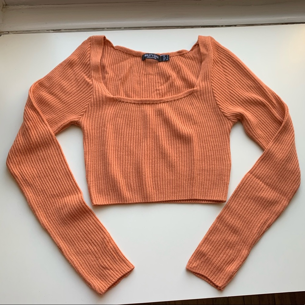 Nasty Gal Cropped Orange Sweater